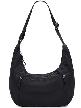 Classic Black Nylon Crossbody Hobo Bag